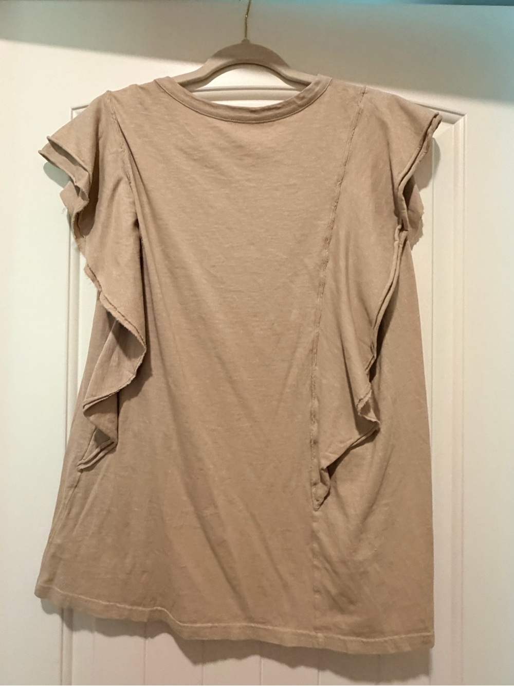 aerie Taupe Ruffle Sleeve Tunic Tee